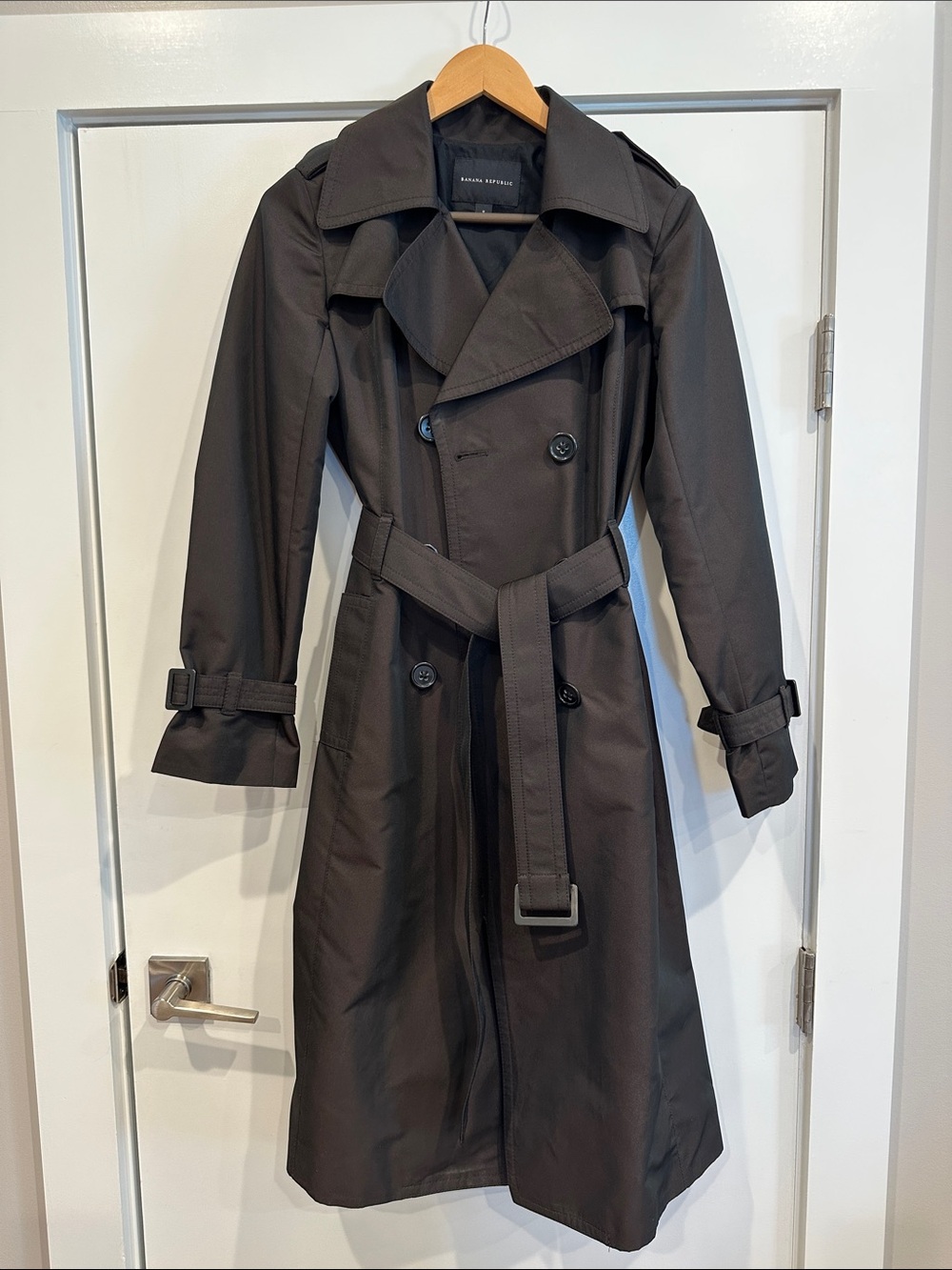 Banana Republic Dark Brown Double-Breasted Trench Coat with Belt